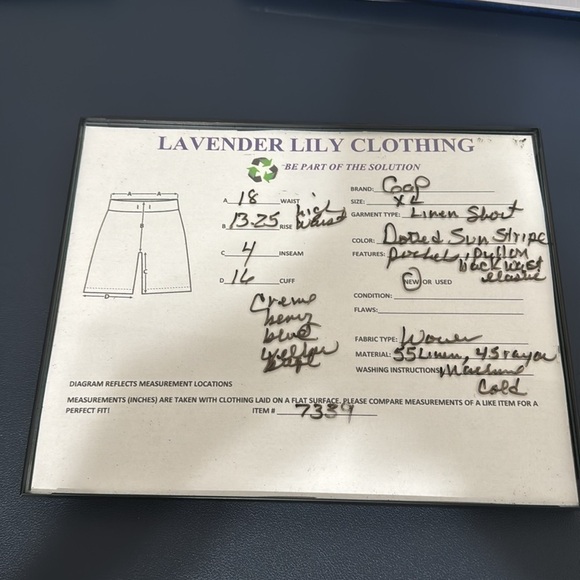 GAP Women's XL Linen Short Dotted Sun Stripe Multi Pull On Pockets NWT - Picture 15 of 15